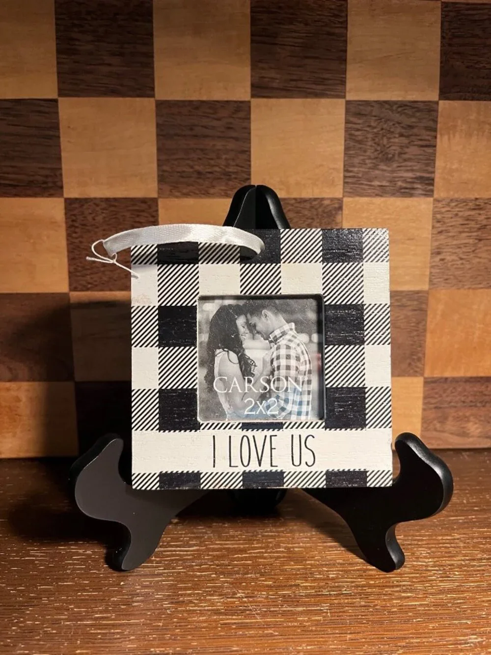 Square Buffalo Plaid I Love Us Frame A581